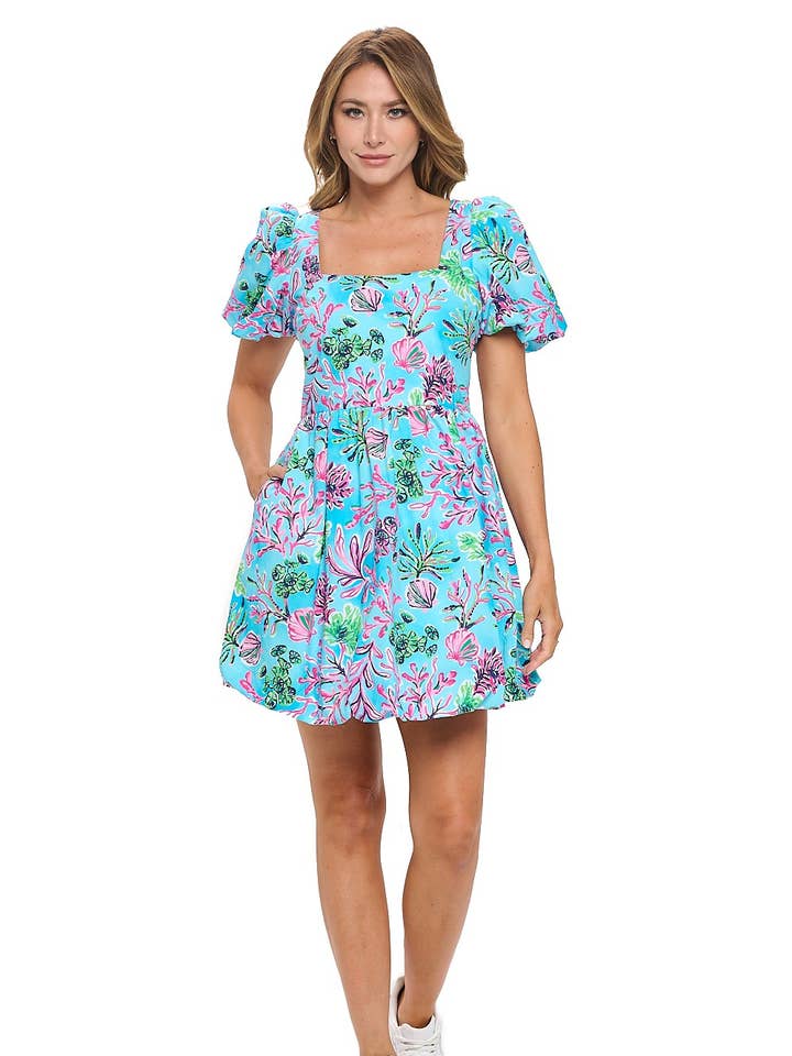 Clarissa Mini Jurk met Pofmouwen en Bubbelrok voor wholesale door ARYEH