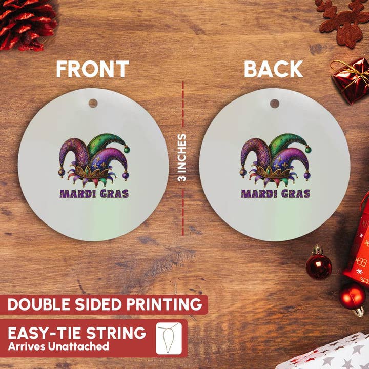 3dRose - Wholesale Ornament - 3dRose, Image of a Mardi Gras fools hat of purple, green colors, funny gift, Ornament2