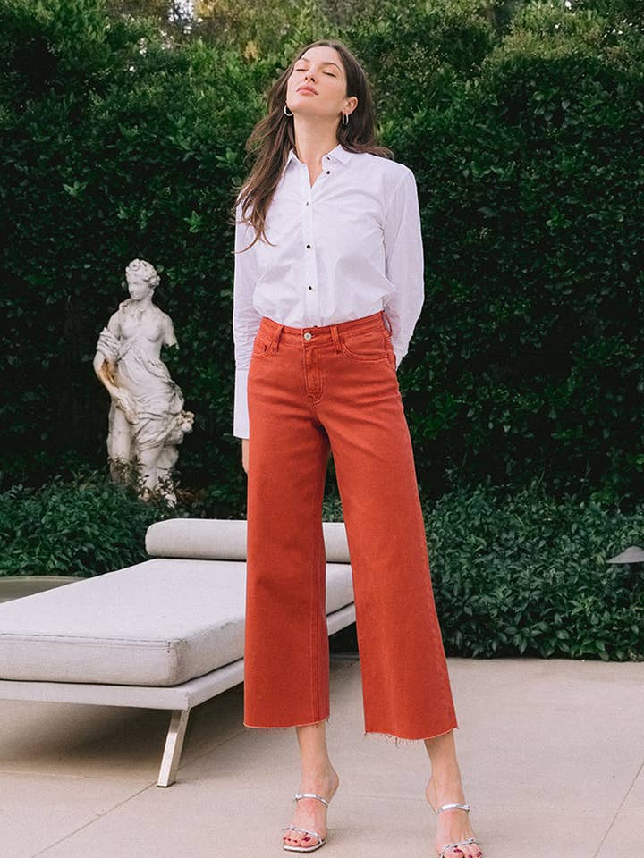 HIGH RISE CLEAN CUT RAW HEM WIDE LEG JEANS T5872BS for wholesale by VERVET by FLYING MONKEY