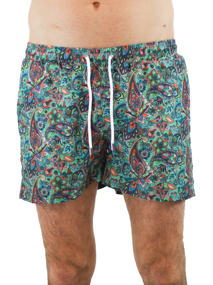 Turkis med flerfarvet Paisley for engroshandel hos Luchiano Visconti