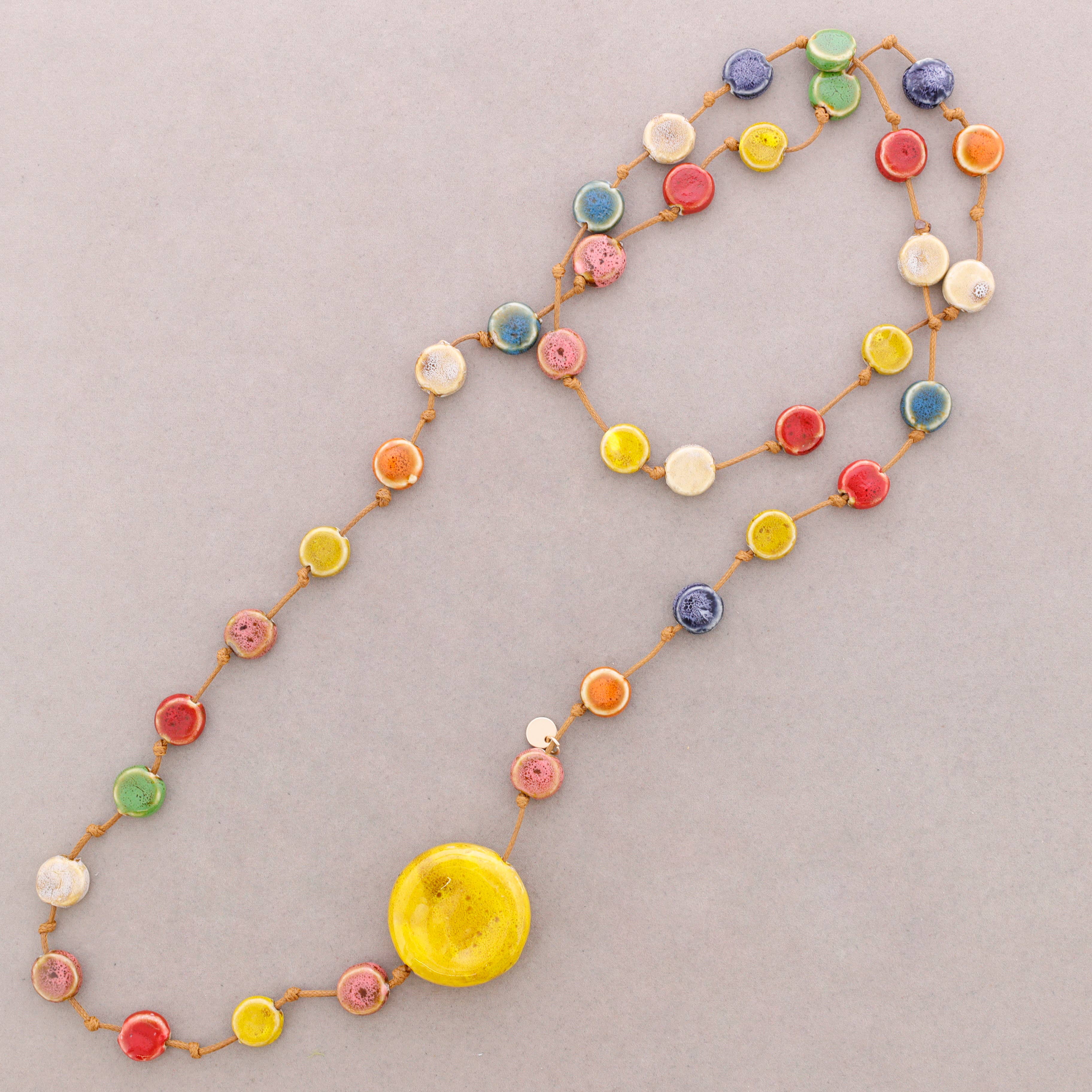 Sonata – wholesale Snap-smycken – Lång halsband med keramiska medaljonger0