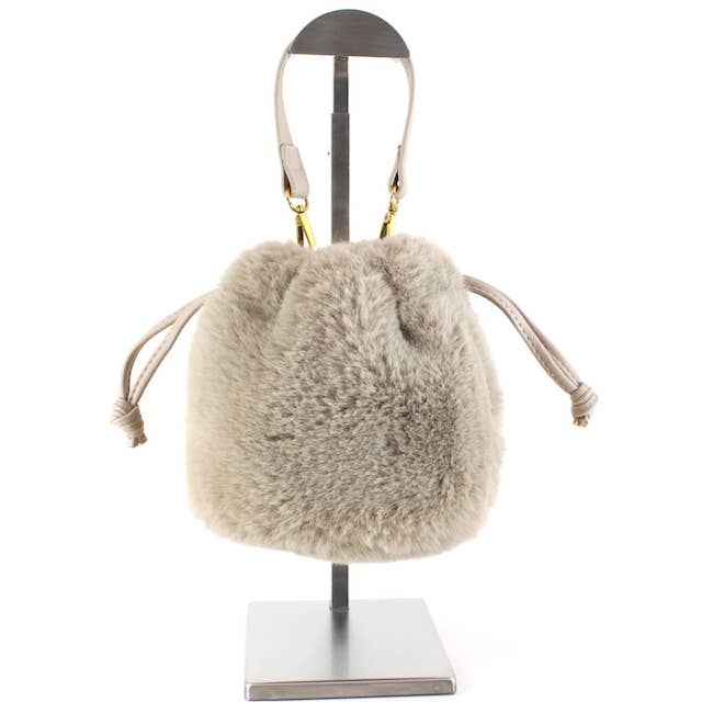 Pretty Persuasions - Wholesale Crossbody bag – Women's - P23091 Faux Fur Drawstring Bucket Crossbody Bag11