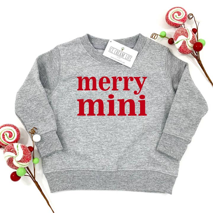 MERRY MINI KIDS SWEATSHIRT CHRISTMAS SWEATER TODDLER YOUTH for wholesale by Ice Cream Life