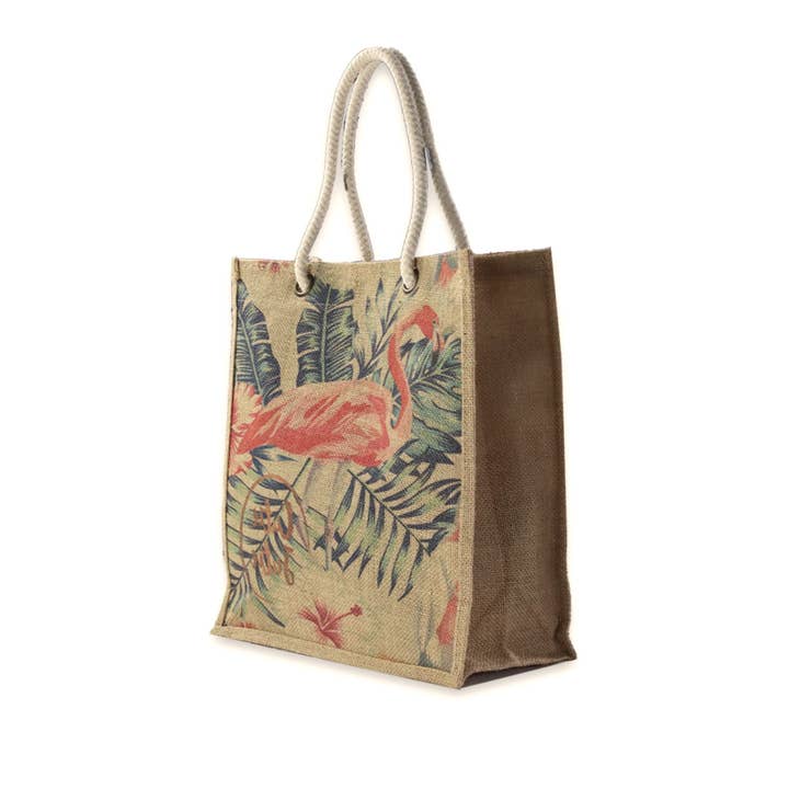 Flamingo Jute Shopper för wholesale av Cutie Jutie