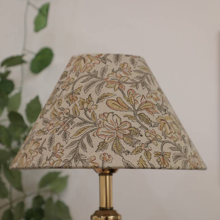 Block print linen table Lampshade - Qudrat para venta al por mayor de Fabdivine