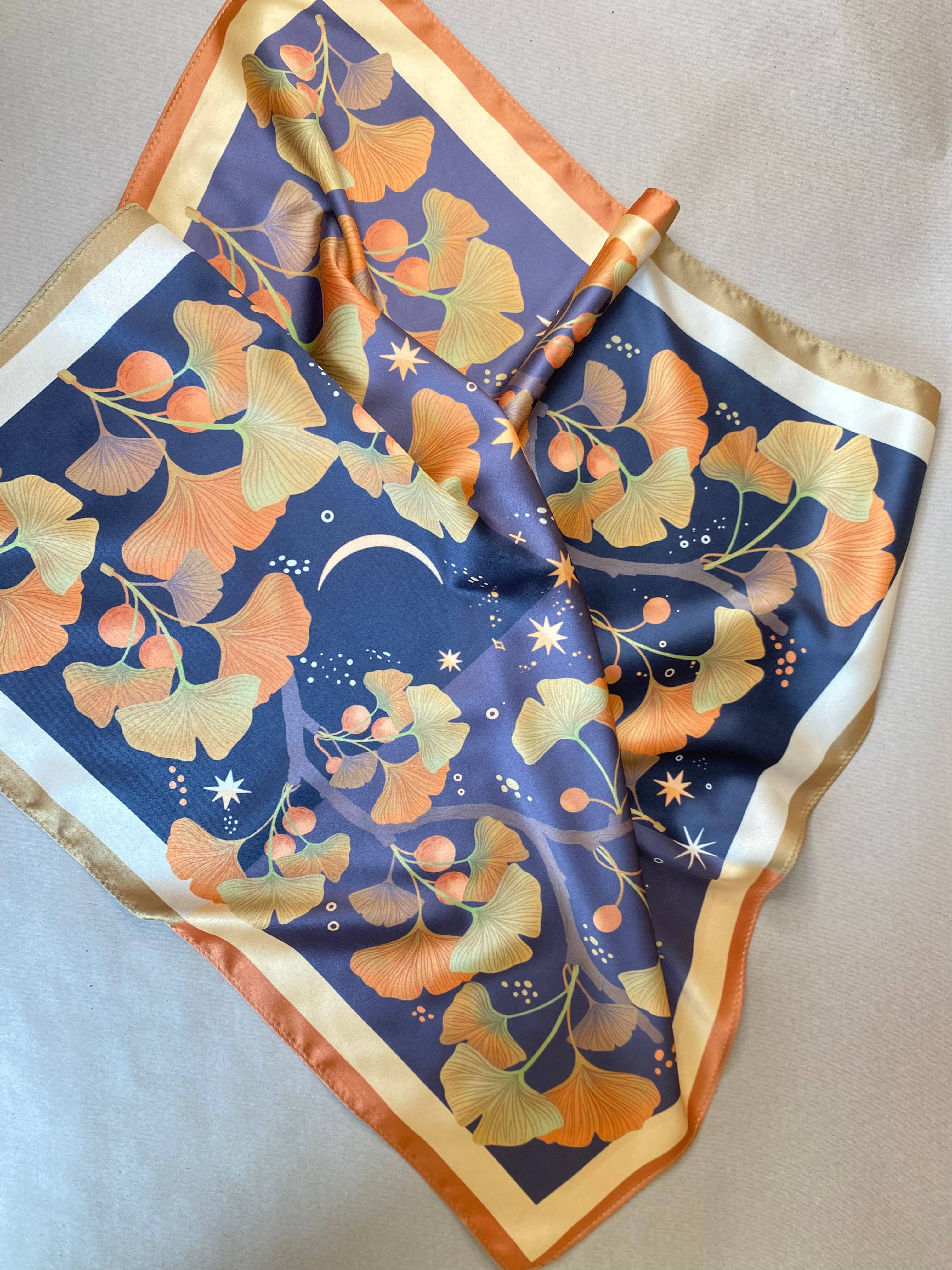 Split Moon Studios - Wholesale Scarf - Women's - Golden Leaf Ginko Motive Scarf7