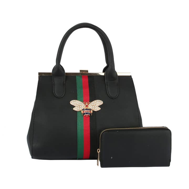 Handbag Factory Corp – wholesale Bärkasse - Dam – Handväska och axelremsväska 2 i 1 med guldfärgade detaljer6