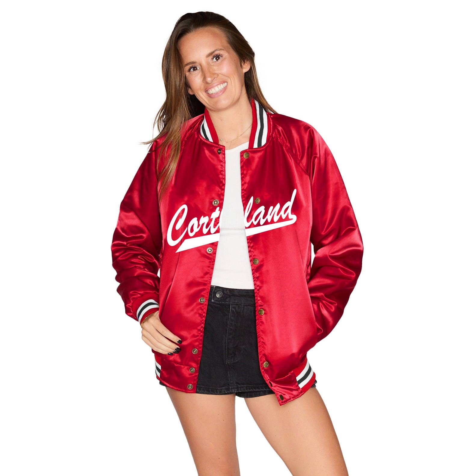 Wholesale Cortland Satin Letterman Bomber Jacket for your store