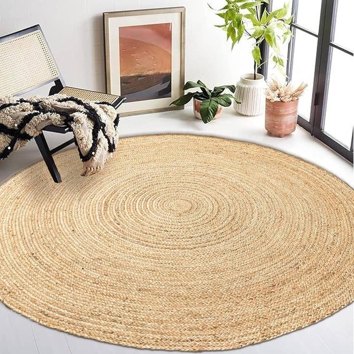 TAPIS ROND EN JUTE TRESSÉ, JUTE NATUREL, ROND DE 8 PIEDS pour la vente par chardin home