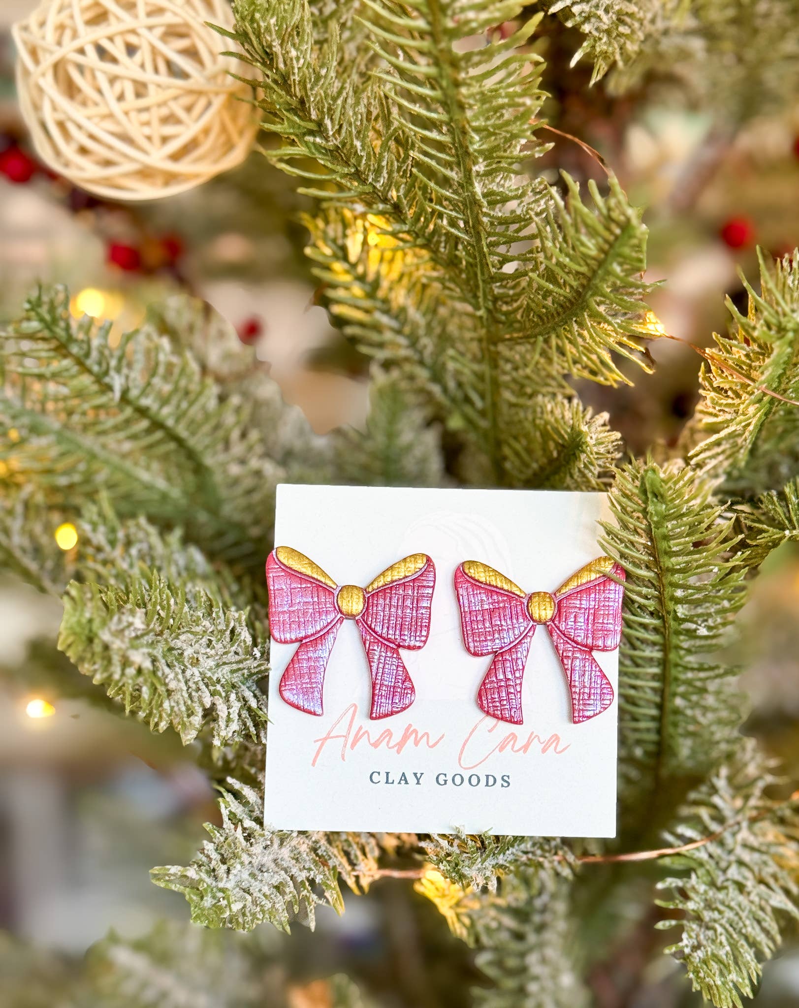 Anam Cara Clay Goods - Wholesale Stud/Post Earrings - Sparkle Bow Statement Studs-Polymer Clay Earrings8