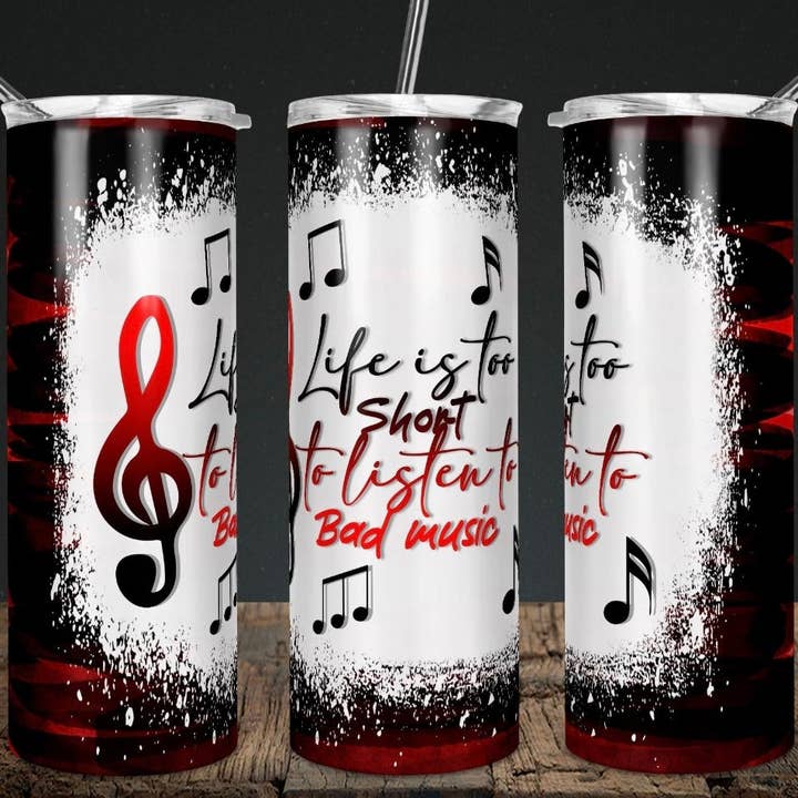 Livet er for kort til dårlig musiktumbler for engroshandel hos Smile Graphics and Design