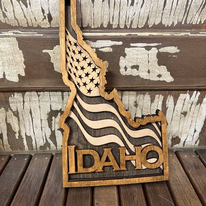Idaho layered 3-d sign, home decor for wholesale by Rustic Home Co LLC