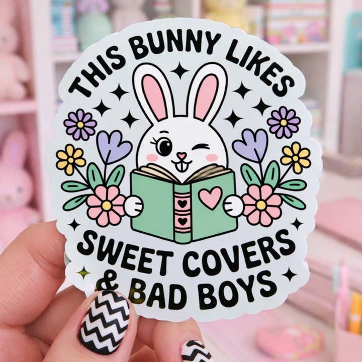 This Bunny Likes Sweet Covers & Bad Boys Die Cut Sticker for wholesale by Auburn Row Design