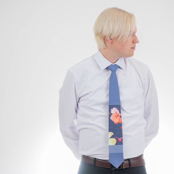 Bombora Ties - Wholesale Necktie - Men's - Sky Hibiscus Panel1