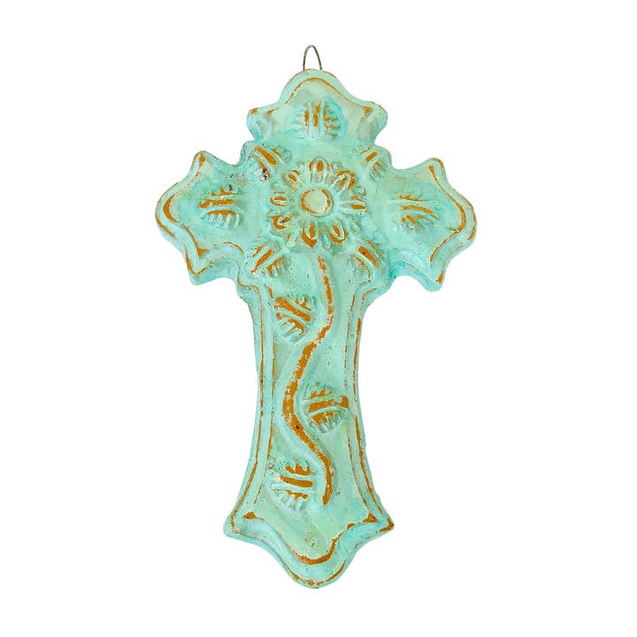 Pottery Cross With A Flower for wholesale by Sedona Spirit