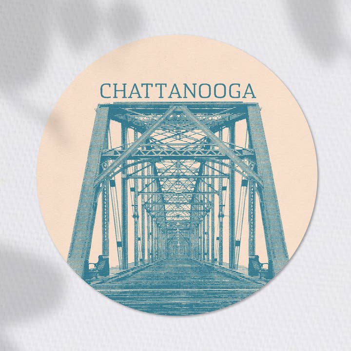 Chattanooga Walnut Street Bridge Sticker for engroshandel hos Cluster Funk Studio