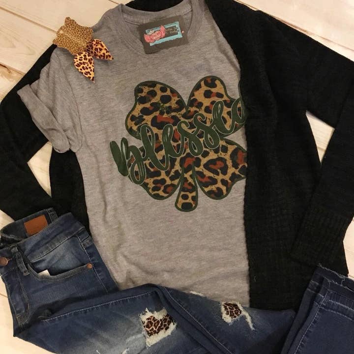 Lucky Leopard Tee for wholesale by Rock-N-Mama