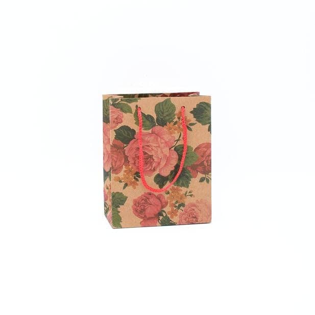 Inca UK - Vente Pochette cadeau - Sac cadeau en papier kraft à imprimé floral 14,5 x 11,5 x 6 cm0