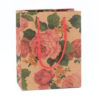 Inca UK - Wholesale Gift Bag - Floral Print Kraft Paper Gift Bag 14.5x11.5x6cm. 0