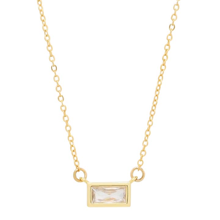 Emerald Horizontal Birthstone Necklace for wholesale by Ofina Jewelry