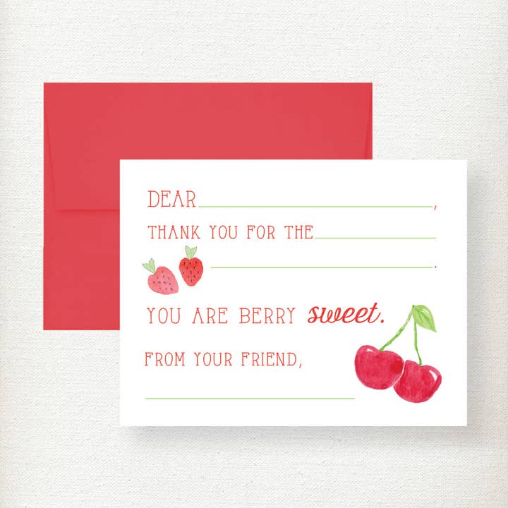 Kids Fruit Fill in Thank You Note Card for wholesale by Kramer Drive