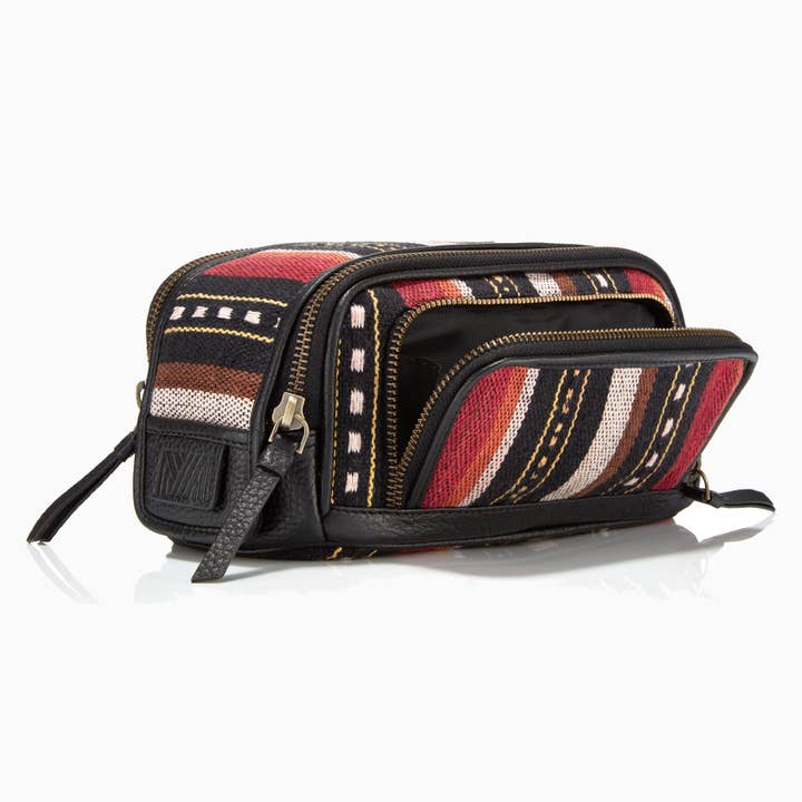 Mantidy - Venta al por mayor Neceser - Mujer - Neceser Gaucho Aztec Duo Zip, de lona, color negro y con tiras multicolores