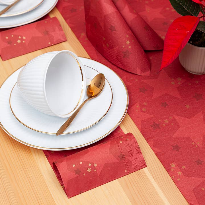 Home Fashion - Carl Dietrich GmbH - Wholesale Disposable napkin - Cocktail napkins Star Shine red2
