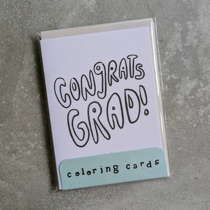 Félicitations Diplômé Cartes à Colorier Letterpress – Ensemble de 4 | Cartes de Félicitations de Remise de Diplôme à Faire Soi-Même sur Papier 100% Coton pour la vente par Beau Paper Co.
