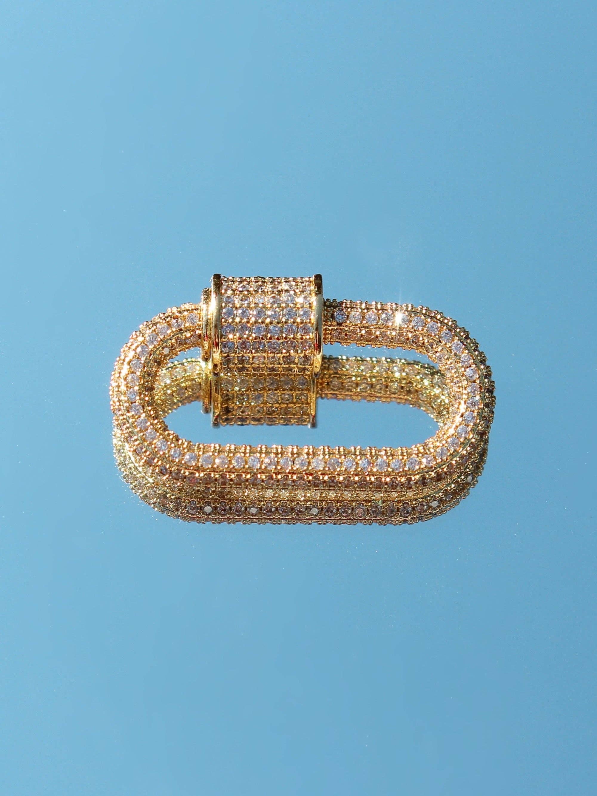 Beaded by Meg - Wholesale Clasp - Large Gold Pavé Carabiner Clasp