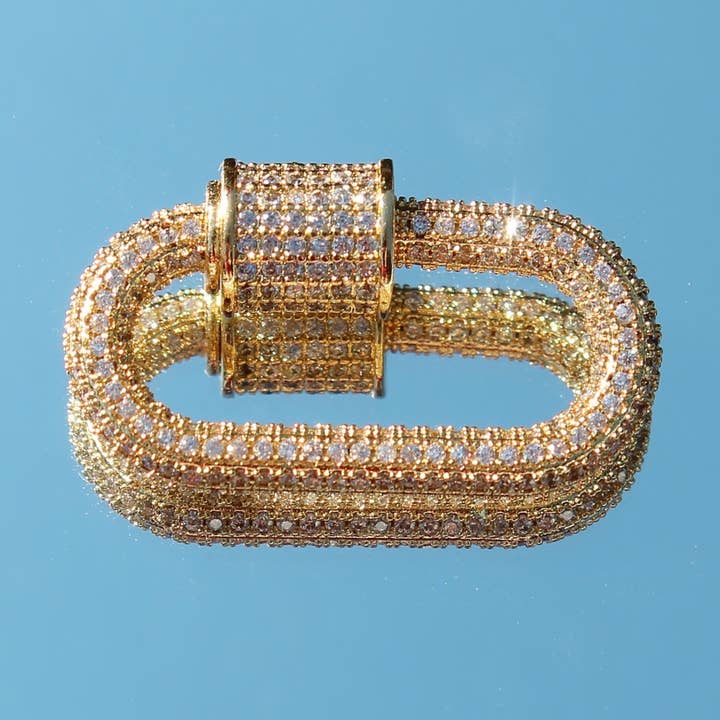 Large Gold Pavé Carabiner Clasp for wholesale by Beaded by Meg
