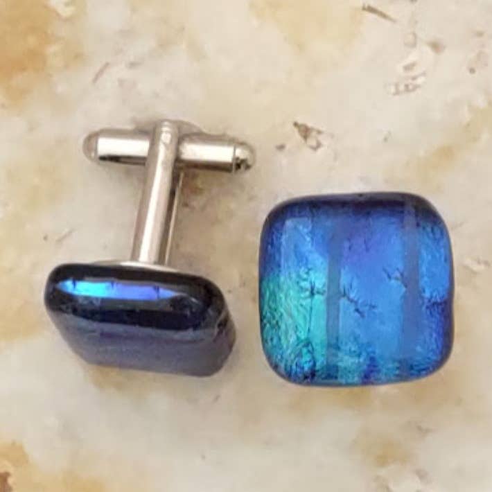 Dichroic Glass Cufflinks Wholesale for wholesale by Mellyn's