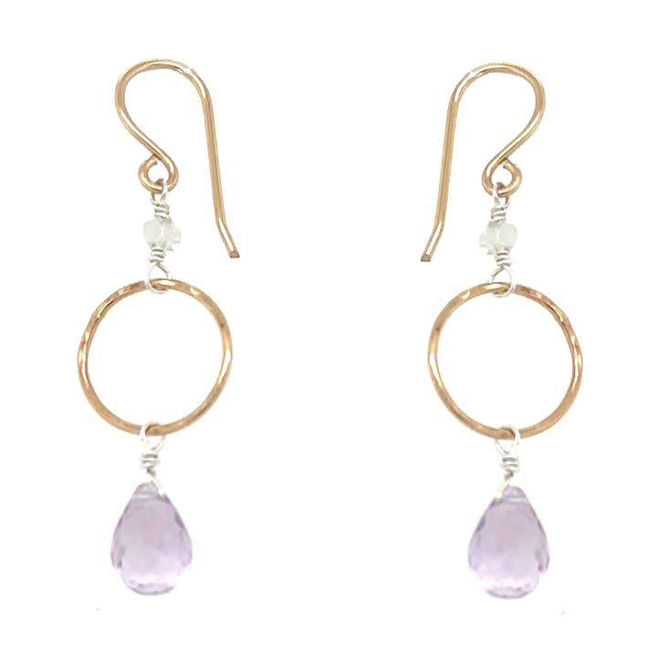 Desert Bloom - Guldbøjleørering med lyserød ametyst for engroshandel hos Vannucci
