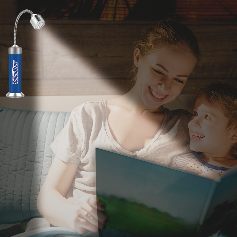 Novelty Brands - Wholesale Handheld Flashlight - Torch Blue Magnetic Grill Silver LED Flashlight - 6/Display4