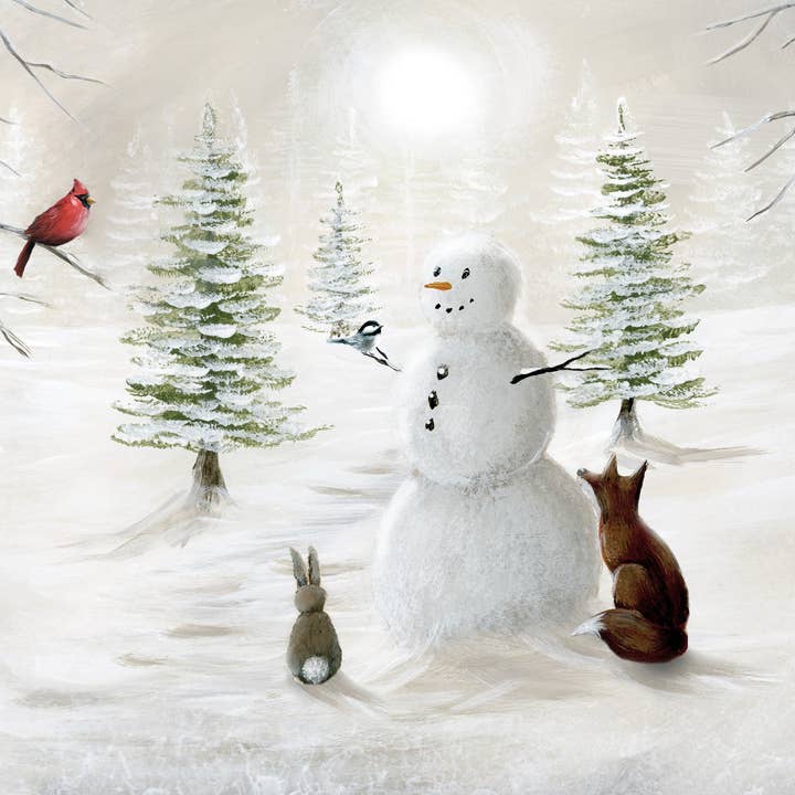 Weihnachtskarte Schneemann mit Waldfreunden 05408 für den Großhandel von Lux Press Group | LPG Greetings