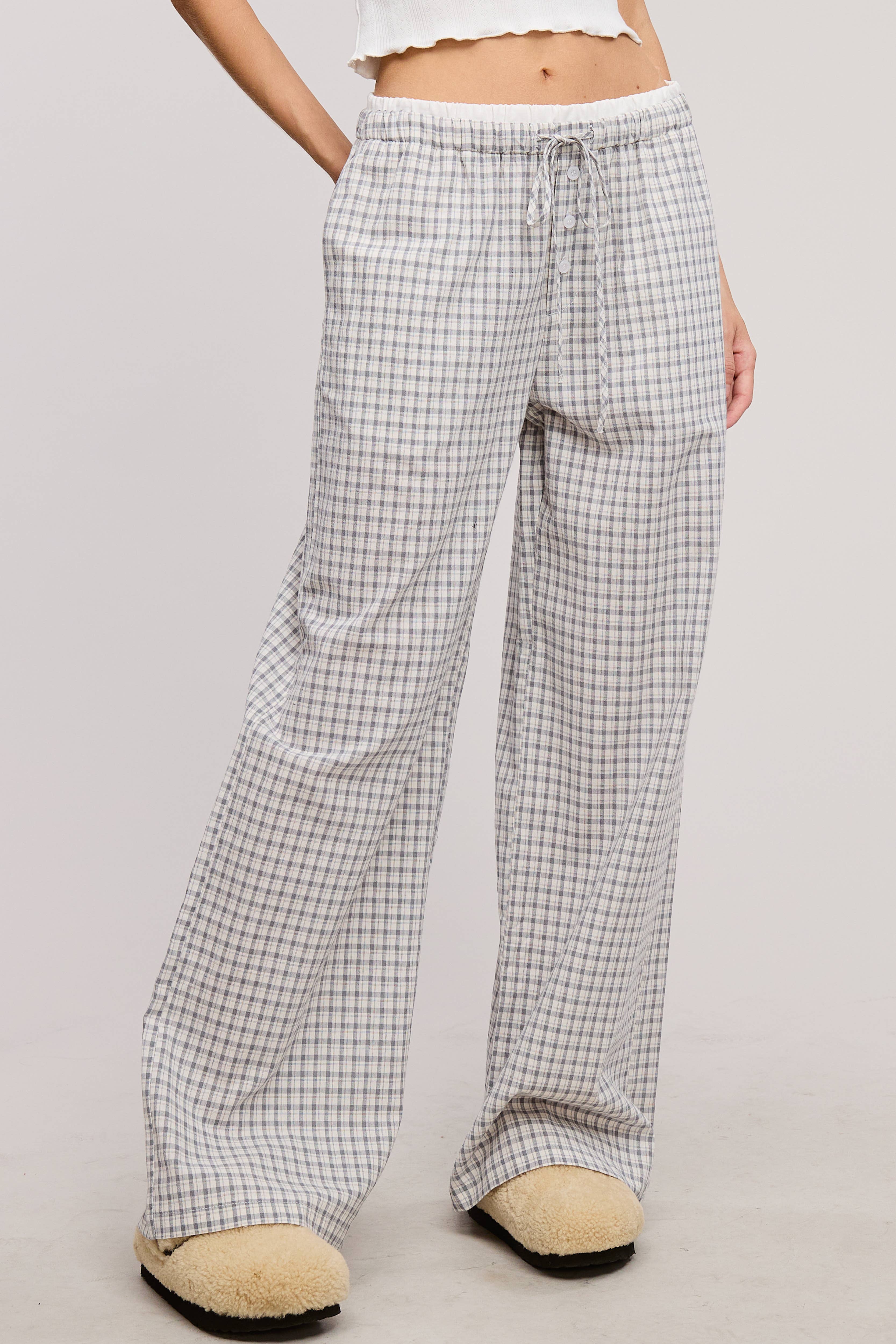 Mimosa - Wholesale Lounge Sweatpants/Joggers - Women's - Gingham Boxer Lounge Pants with Contrast Waistband14