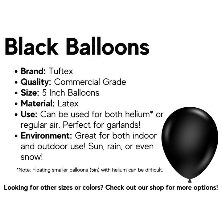 Boxwood Rose - Wholesale Balloon - Black 5 inch Latex Tuftex Balloons1