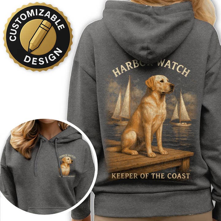 Harbor Watch Hoodie – Customizable Coastal Dog Design for wholesale by Textile Graphix