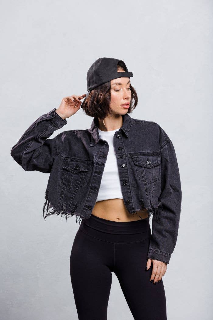 Trio Urban - Wholesale Denim Jacket - Women's - Rock and Roll Crop Denim Jacket14