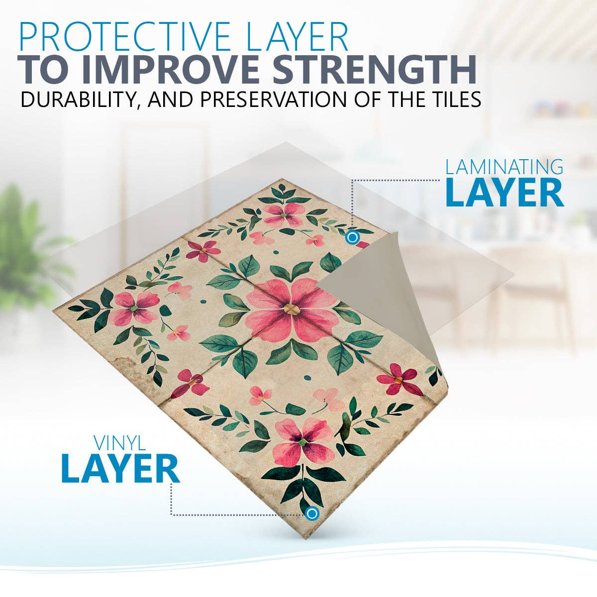 Mi Alma LLC - Wholesale Wall Tile - Floral Vintage Colorful Retro Design Multicolor beautiful backsplash Model - L8014