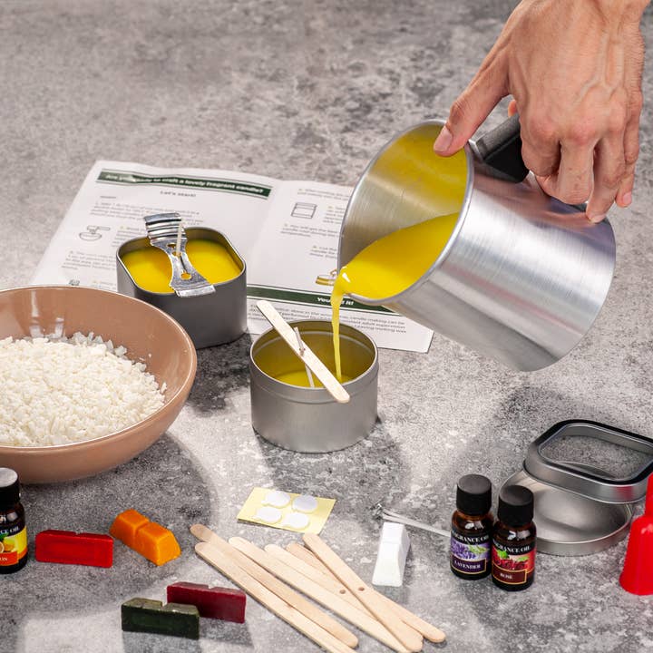 Lelaffet - Wholesale DIY Craft Kit - Candle Making Kit, Soy Wax, 16 Color Dyes, Thermometer, Tins