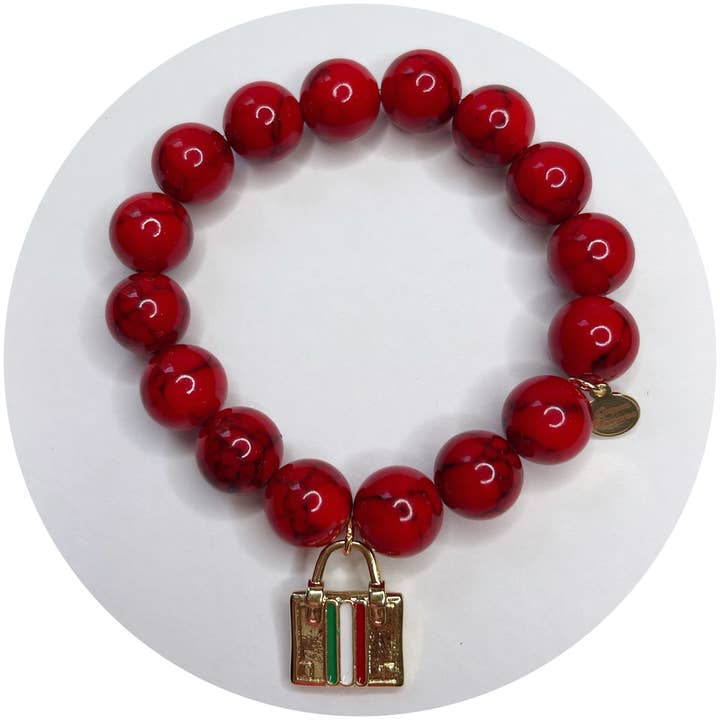 Red Howlite with Italian Luggage Pendant for wholesale by Oriana Lamarca Designs