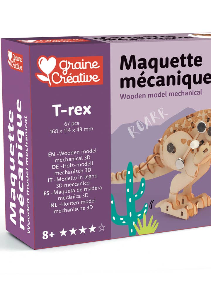 MAQUETTE EN BOIS 3D MECANIQUE T-REX pour la vente par Graine Créative