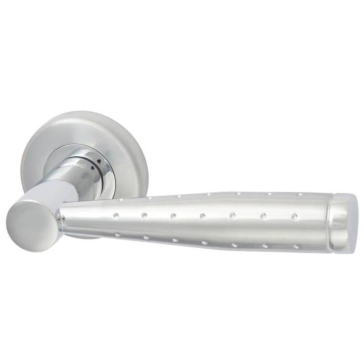 M Marcus Roda Lever Door Handle on Rose - Satin/Polished Chrome for wholesale by Diybasket