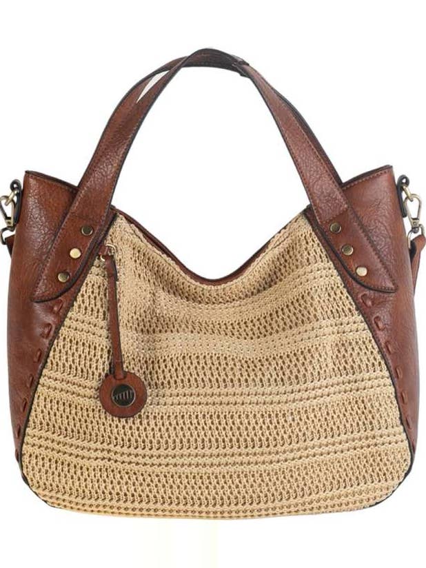 URBAN CANELA TOTE CUIR P.U. ET RAPHIA NATUREL pour la vente par Volum Bags
