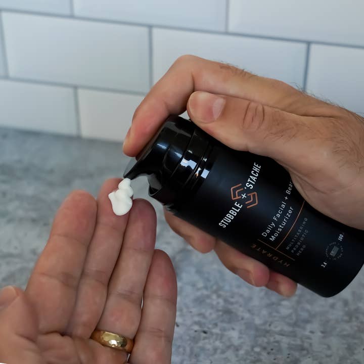 stubble + 'stache - Wholesale Facial Moisturizer - Men's - Hydrate: Daily Probiotic Facial + Beard Moisturizer