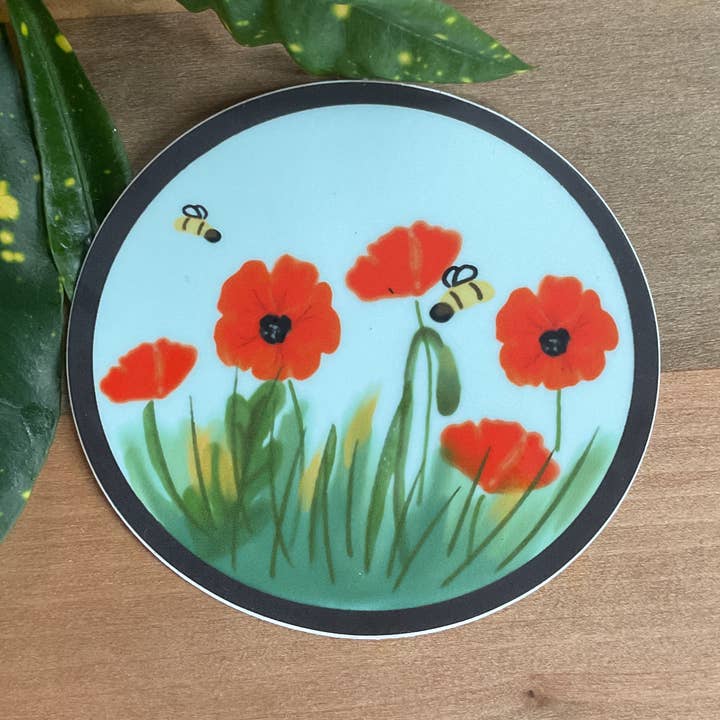 Summer Poppies Vinyl Sticker for wholesale by The Fairy House Creations