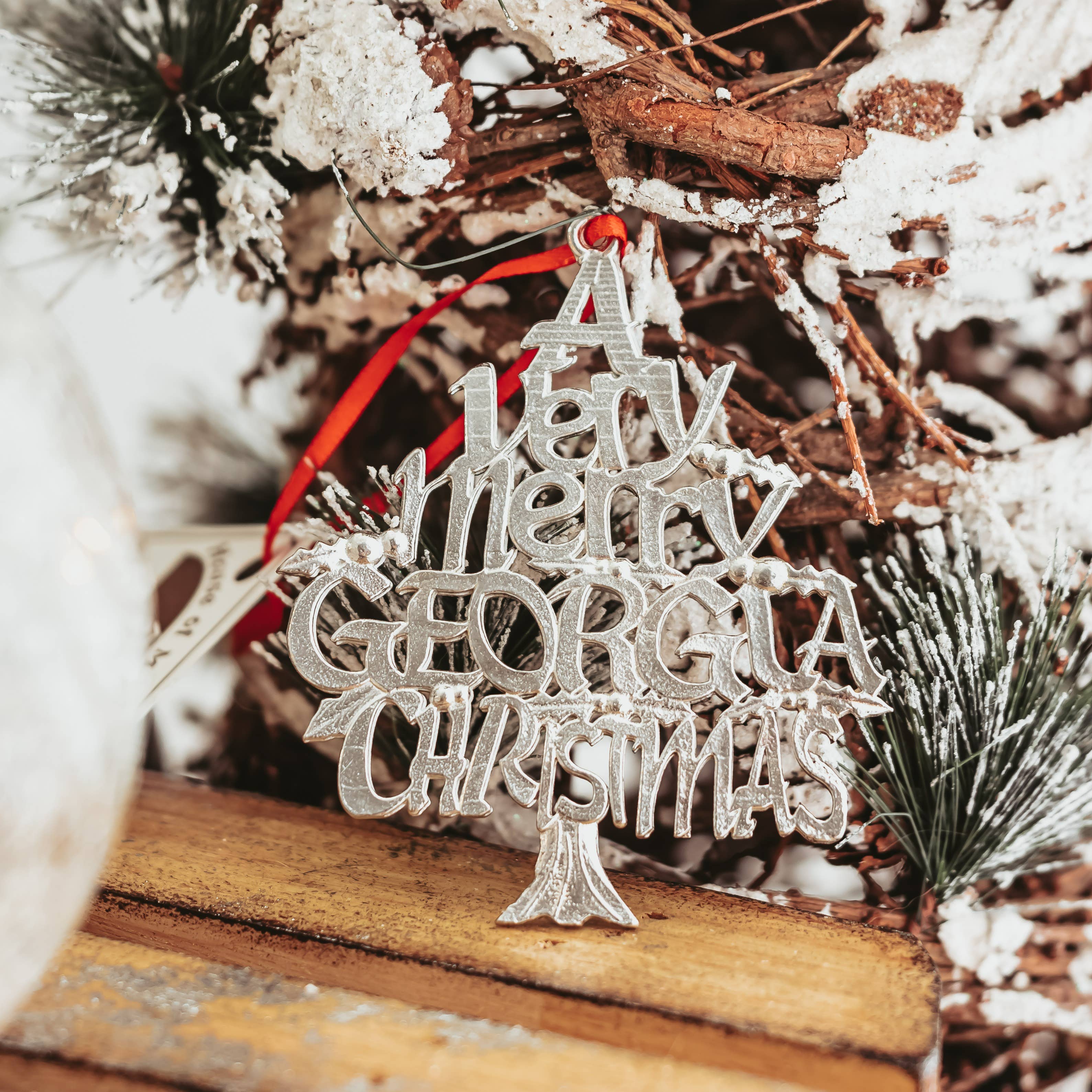 House of Morgan Pewter - Wholesale Ornament - Merry Georgia kerstornament - Georgia Gifts