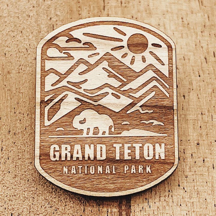 Grand Teton National Park Wooden Pin for wholesale by The Wooden Pin