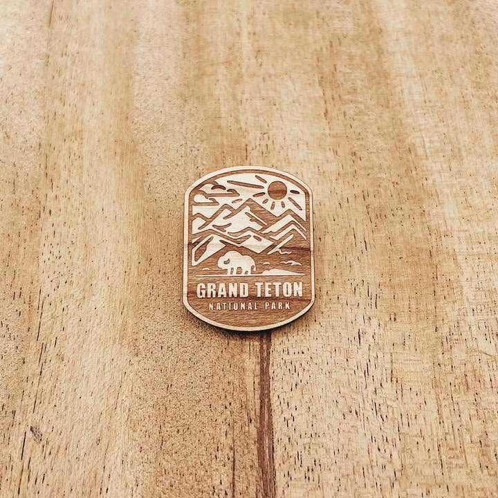 Grand Teton National Park Wooden Pin for wholesale by The Wooden Pin