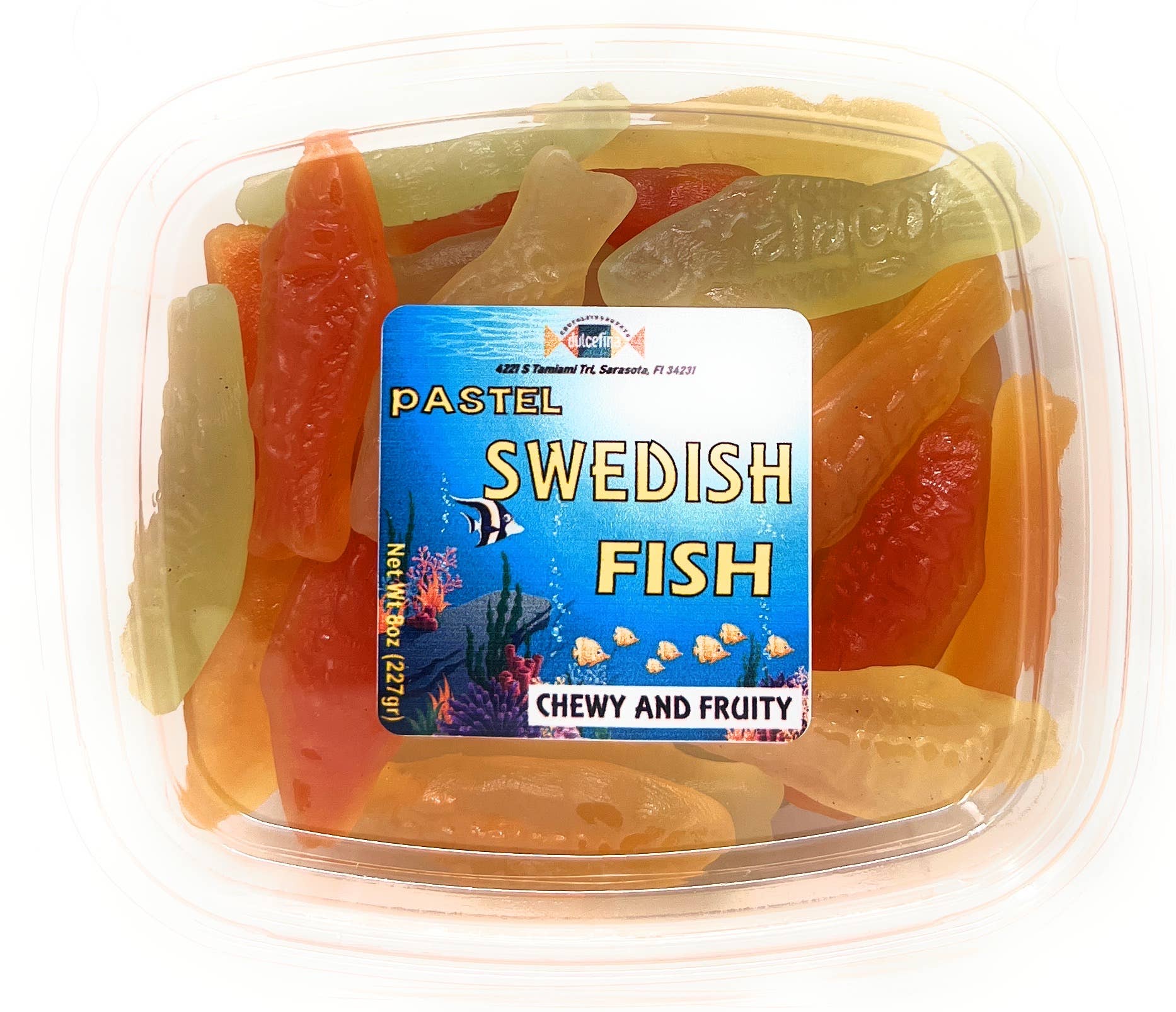 Dulcefina Chocolate and Sweets - Wholesale Gummy - Swedish Pastel Fish Gummy 7oz Tub0